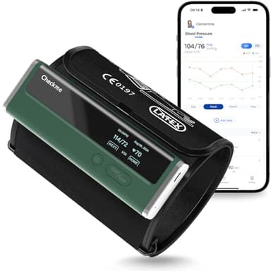 Checkme Blood Pressure Monitor for Home Use - Upper Arm Cuff, Bluetooth BP Machine, Accurate Readings in 30 sec, App Enabled for iOS & Android, Stores 50 BP Readings, Green