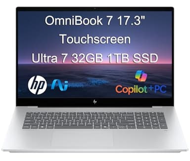 HP OmniBook 7 (Next Gen Envy 17) AI Laptop (17.3" FHD Touchscreen, Intel Core Ultra 7 258V, 32GB DDR5, 1TB SSD, ARC 140V GPU (16GB)), Copilot+ PC for Business, Designer, 5MP IR Webcam, Win 11 Home