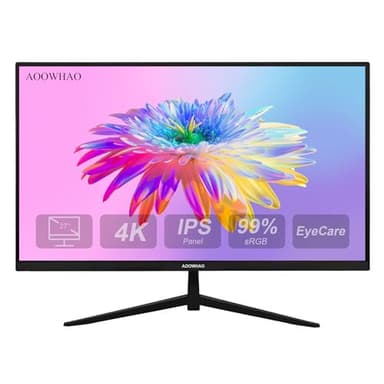 AOOWHAO 27 Inch 4K UHD (3840x2160) Monitor, Dual Mode 4K@60Hz/2K@144Hz, IPS Panel, Borderless Design, HDR400, 99% sRGB, Work & Gaming Monitor for Designers, Office, and PC Gaming with HDMI DP Type-c