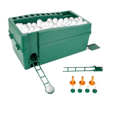 FXEIPOL Automatic Golf Tee Machine 100 Balls for Indoor, Golf Ball Dispenser with Batting Stand, Auto Golf Batting Machine for Driving Ranges, Golf Ball Game, Sports Gaming Clubs