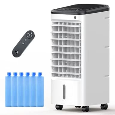 Windowless Portable Air Conditioner with Remote, FLOWBREEZE Ventless Ac Unit Ductless Air Cooler, Hoseless Quiet Evaporative Oscillating Swamp Cooler, 6 Ice Box for Bedroom Indoor Outdoor Office Room
