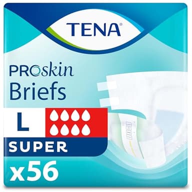 TENA ProSkin Unisex Adult Diapers with Tabs, Maximum Absorbency, Large, 56 ct