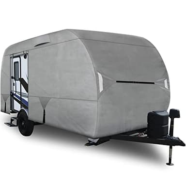 Leader Accessories R-POD Cover Travel Trailer RV Cover Teardrop Cover Windproof Extra Thick with Adhesive Repair Patches (r-pod tt Cover, Model 4 - Up to 17' 7" L, Door in Back)