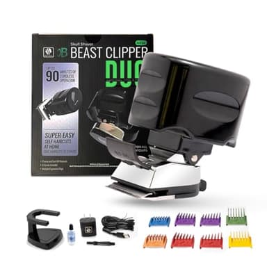 Skull Shaver Beast Clipper Duo - Home Haircut & Grooming Kit - Durable Steel Blades - Cordless Operation - Adjustable Combs - Designed for Men & Women