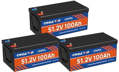 48V 300Ah (3Pack 48V 100AH) LiFePO4 Solar Batteries, CYCCLEVOLT 48V Lithium Battery, Built-in BMS, for Solar Off Grid System, Golf Cart, Lawn Mower, RV, Trolling Motor