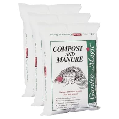 Michigan Peat 40 Pound Garden Magic Compost and Manure with Odor Free Blend and Naturally Moist and Fibrous for Lawn and Garden, 3 Pack