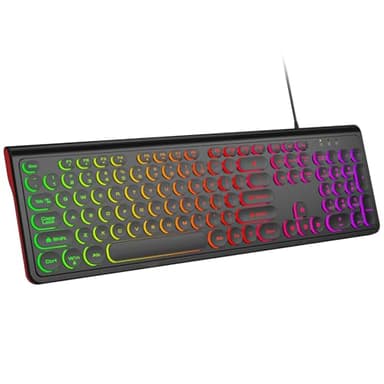 Dilter USB Wired Computer Keyboard with Backlit - Full Size Office Keyboard with Number Pad, Caps Indicators, Foldable Stands, for PC Laptop Desktop Windows 7 8 10 11 (Black)