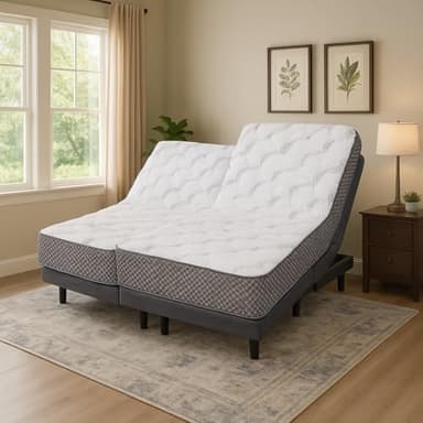 Split Queen Massaging Zero Gravity Adjustable Bed Bundle with 11" Hybrid Mattresses