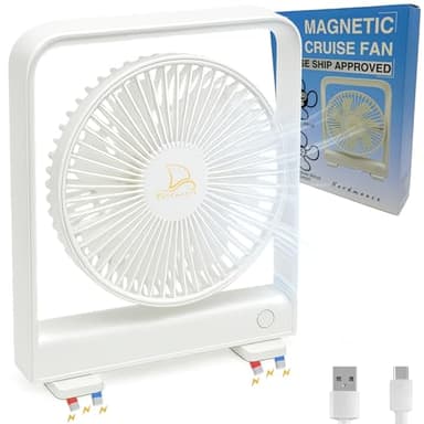 Magnetic Fan for Cruise Ship - Magnetically Sticks on Cabin Ceilings and Walls - Ultra Thin Yet Powerful 3-Gear, Portable & Cabin Approved, Rechargeable Battery - The Original Portable Cruise Fan 2026