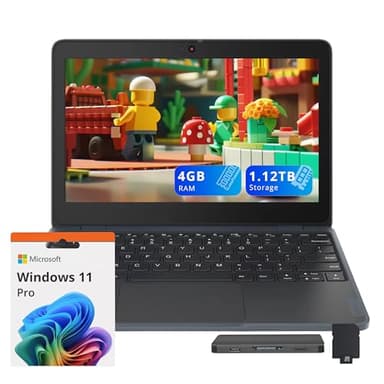 Lenovo 100w Gen 4 11.6" HD Laptop, Intel Processor N100, 4GB LPDDR5, 1.12TB Storage (128GB eMMC+ 1TB Docking Station Set), Intel UHD Graphics, 720p HD Camera Wi-Fi 6, Win 11 Pro, Gray