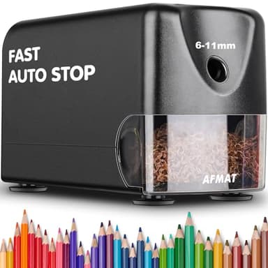 AFMAT Heavy Duty Electric Pencil Sharpener, Classroom Pencil Sharpeners for 6-11mm No.2/Colored Pencils, Auto Stop, Sharp Point, Save Pencils, Teachers Must Haves PSX3