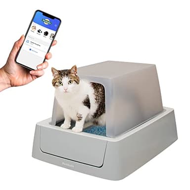PetSafe ScoopFree Crystal Smart Self-Cleaning Automatic Litter Box - Front Entry - Uncovered Motion-Sensing Cat Box with Integrated Health Counter & App - Includes 1 Disposable Crystal Litter Tray