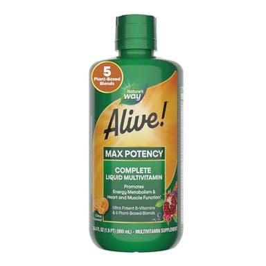 Nature's Way Alive! Max Potency Complete Liquid Multivitamin for Women and Men with Antioxidant Beta Carotene, Vitamins C & E and Food-Based Blends, Citrus Flavored, 30.4 Fl Oz