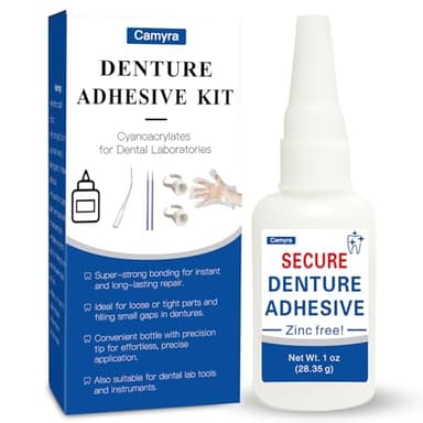 Dental Lab Instant Bonding Dental Glue (1 oz), Repair Cracks, Secure Loose & Broken Teeth, Super-Strong Denture Adhesive, Lasting for Days to Weeks, Clear Color, Non-Irritating Odor
