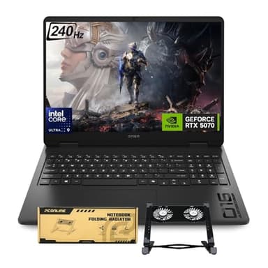 HP OMEN Slim RTX 5070 Gaming Laptop, 16" WQXGA 240Hz, Intel Core Ultra 9 285H (Beats Intel i9-14900), 64GB DDR5 RAM, 2TB SSD, RGB Backlit KB, Bundle with PCO Laptop Cooler, Black, Windows 11 Pro