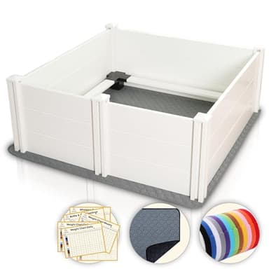 48"x 48" Whelping Box Kit for Dogs and Puppies with Rails,Suitable for Large/Medium Dogs,White