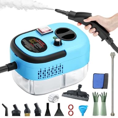 2500W Handheld Steam Cleaner,Portable Car Steamer For Auto Detailing,High-Temperature and Pressure Steam Cleaner For Home, Steam Cleaning Machine for Furniture,Kitchen,Grout,Floor,Tile (Blue)