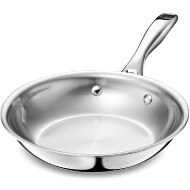 LEGEND COOKWARE 5-Ply Stainless Steel 8-Inch Frying Pan - Induction Compatible, Oven Safe 800°F - Non-Toxic, No Coatings - Even Heating, Won't Warp - Built to Last Generations