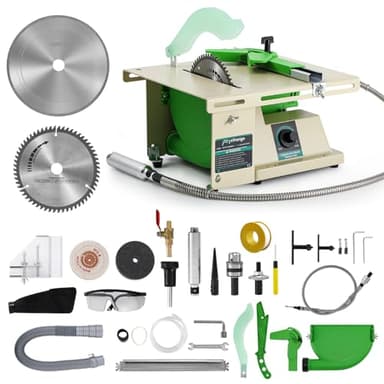 Flyrivergo Lapidary Saw with Vise Attachment Jewelry Rock Saw for Cutting Rocks, 110V 1380W Rock Cutter for Crafts Lapidary Equipment for DIY Gem Stone Grinding Woodworking Carving