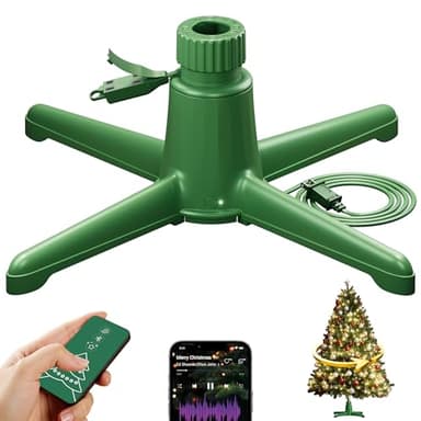 DG-Direct Musical 360° Rotating Christmas Tree Stand, Anti-tilt Noiseless, Up to 9ft 120 lb Artificial Fits 1.25–2" Tree Poles, Spinning Tree Stand with Remote, Built-in 3 Light Output Ports 800W