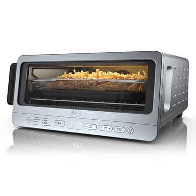 Ninja Air Fryer Toaster Oven Combo | 8-in-1 Functionality | Flip Up & Away for Storage Space | Air Fry Basket, Sheet Pan, Wire Rack & Removable Crumb Tray |1800 Watt | Stainless Steel | SP151