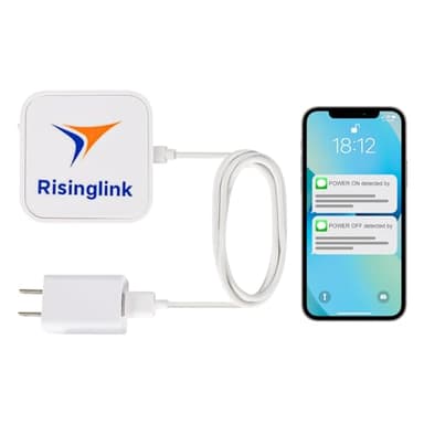 Risinglink WiFi Power Outage Alarm Detector, Power Failure & Restoration Alerts with SMS Text, Email & Audible Alarm