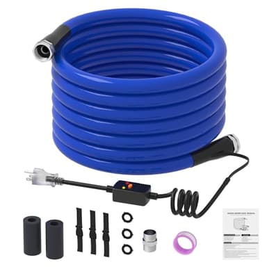 KORVOS 25FT RV Heated Drinking Water Hose, Lead-free,BPA Clean and Safe Heating Water Hose, Heated Hose with Insulation Sponge Anti-freeze and Leak-proof, Heater Garden Hose Suitable for RV&Camping