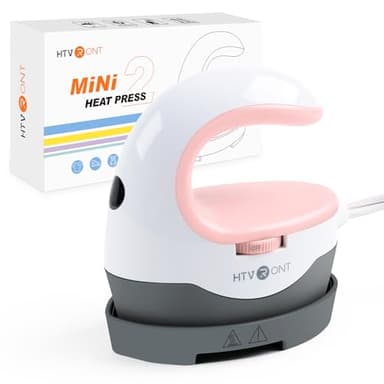 HTVRONT Heat Press Mini Heat Press Machine, Small Heat Press Portable Iron Press Machine for T Shirts, Hats, Heating Transfer Projects (Pink)