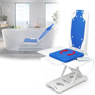 Platinum Health Tranquilo Premium Electric Bath Lift with Padded, SAFESWIVEL Rotating SEAT and Electric Recline. 300lb. Lifting Capacity and Extra High Lifting Range up to 21.5 inches.