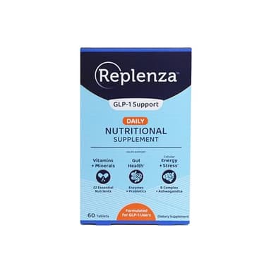 Replenza Daily GLP-1 Nutritional Support Supplement, Essential Vitamins and Minerals, Support for Gut Health, Stress and Cellular Energy – 60 Tablets