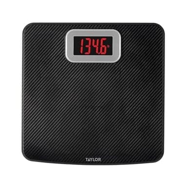 Taylor Digital Bathroom Scale, Body Weight Scale 400 LB Capacity, Carbon Fiber Anti-Slip Mat, 11.8 x 11.8 Inch Platform, Black