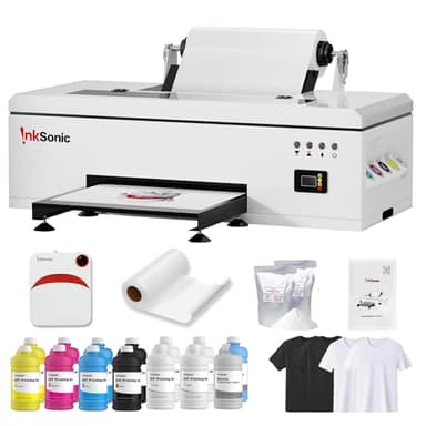 RocRow InkSonic R1390 DTF Printer, A3 T-Shirt Printing Machine, C13 Apparel Printer Bundle, 13" DTF Printer Machine, Direct to Film, Commercial Custom Printing, T-Shirt Maker for Clothes Design,1390