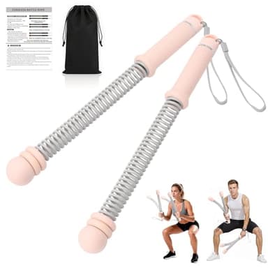 HolyElks Ropeless Battle Ropes, Adjustable Weighted Cordless Trainer for Home Gym HIIT Low Impact Workouts, 17.1 in Portable with Sliding Resistance Rings and Storage Bag (Pink)