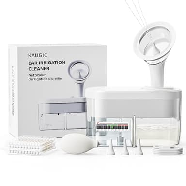 KAUGIC Electric Ear Wax Removal Kit, FSA-HSA-Eligible, Water Powered Ear Irrigation System with Sewage Collection, 4 Clean Modes, Safe & Effective, 3 Ear Tips for Adults