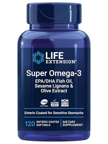 Life Extension Super Omega-3 EPA/DHA Fish Oil, Sesame Lignans & Olive Extract – Heart Health, Brain Health, Inflammation Health Support, Gluten-Free, Enteric-Coated, Non-GMO, 120 Softgels