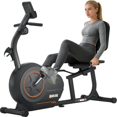 JEEKEE Recumbent Exercise Bike for Seniors,Whisper-Quiet Stationary Bikes for Home, 400LB Weight Capacity & 16 Levels Magnetic Resistance, Heart Rate Handle,2311DX