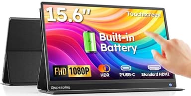 Dopesplay Portable Monitor for Laptop with Touchscreen, 15.6" FHD 1080P Second Laptop Monitor Extender with 5000mAh Battery for Laptops, MacBook, Phones, PS4/5, Xbox, Switch (NO Touch on iPhone)