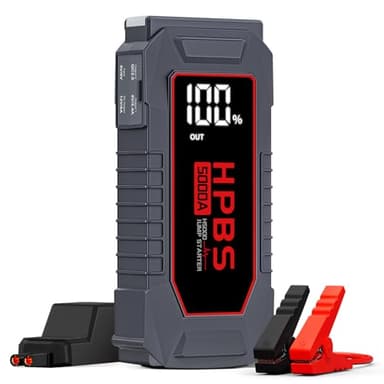 HPBS Car Jump Starter - 5000A Peak Jump Starter Battery Pack with DC for Up to All Gas and 10.0 L Diesel Engines, 12V Portable Battery Jump Starter with 3.0" LCD Display