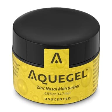 Aquegel Nasal Moisturizer + Zinc, 12-Hour Nasal Moisture Relief, Water Based Nose Gel, Nasal Moisturizer for Oxygen Therapy, Dry Nose, Nasal Dryness, Nosebleeds, Cannula, Cold Symptom Relief