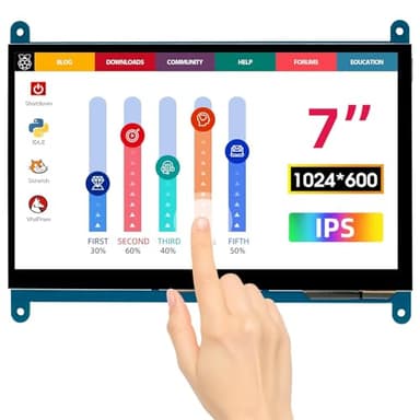 ELECROW 7 Inch 1024×600 Touchscreen for Raspberry Pi: IPS Capacitive Touch Screen LCD Display, Mini Portable Monitor Compatible with Raspberry Pi 5/4/3 BB Black Banana Pi Windows 11/10/8/7 Driver Free