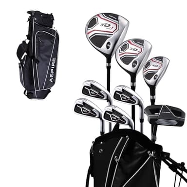 Aspire XD1 Teen Golf Club Set for Ages 13–16 – Complete Youth Golf Set with Driver, Hybrid, 7–PW Irons, Putter, Stand Bag & 3 Headcovers - Graphite/Steel Shafts - Right Hand