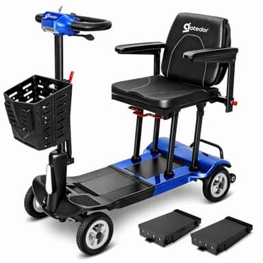 [2026 Upgrade] Aotedor Ultra Lightweight Mobility Scooters for Adults, 36Lbs Foldable Motorized Scooter for Seniors with 2 Lithium Batteries All Terrain Electric Power Scooter Airline Approved