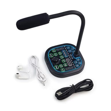 Flylin Voice Changer Device, Voice Modulator Changer Microphone Mini Sound Board for PS5 PC with Type-C and USB Port，Noise Reduction&One-Touch Mute