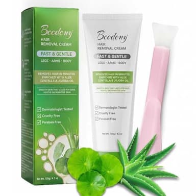 Bccdeuy Hair Removal Cream for Women & Men, 4.2 oz / 120g, Smooth Skin in 5-7 Minutes, Aloe & Jojoba, For Arms, Legs, Chest, Back, Underarms & Bikini Line