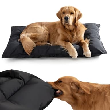 Couzssyhi Chew Proof Indestructible Dog Bed - Durable Dog Bed for Aggressive Chewers, Machine Washable & Waterproof Indoor Outdoor Crate Pad, Tough Kennel Pad for Large Dogs (Large (28"x41"))