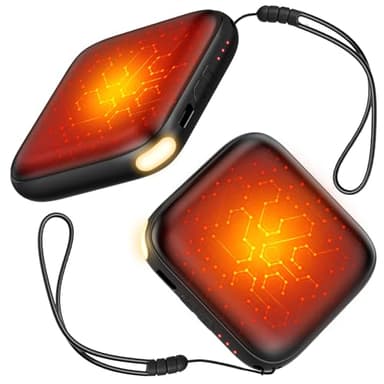 Hand Warmers Rechargeable 2 Pack - 6000mAh 3-Temp Fast Heating Electric Hand Warmers with LED Light, UL Certified Portable Pocket Heater, Hunting Essentials, Gifts for Christmas Men Women Teens(Black)