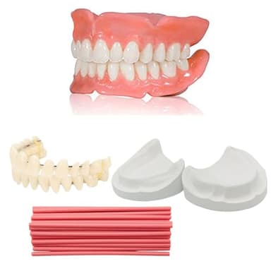 Top and Bottom DIY Denture Fake Teeth set - Do it Yourself Full or Partial Denture at Home, Repair Missing Teeth
