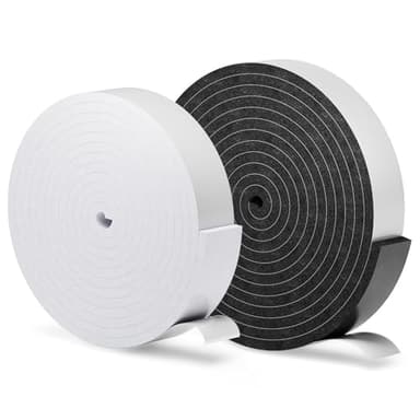 Teraves 2 Pack Hat Size Reducer Tape Roll 80", Hat Sizer Insert Reducing Self Adhesive Foam Filler Tape, Accommodates All Hat Styles, 0.12 Inch and 0.2 Inch Thick, Black and White