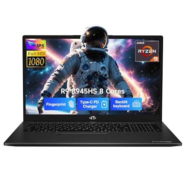 NIMO 17.3 Gaming-Laptop Ryzen 9 8945HS (Beat i9-13900H, Up to 5.2GHz) 64GB RAM, 1TB SSD, Radeon 780M, PD 100W Type-C AI-Enhanced for Copilot VR Ready, Backlit Keyboard, Fingerprint, 75W Battery