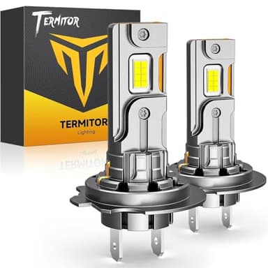 Termitor Upgraded H7 H7LL Light Bulbs, 80,000LM Insane Brightness, Real 1:1 Halogen Mini Size H7 Fog Lights, 6500K White with Ultra-Bright LED Chips, Plug and Play, Pack of 2